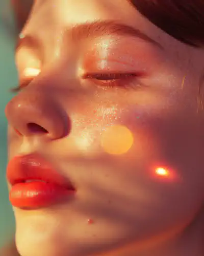 woman after getting facial and red light therapy