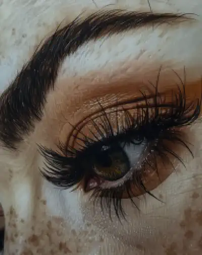 Close up of an eye that has lash extensions.